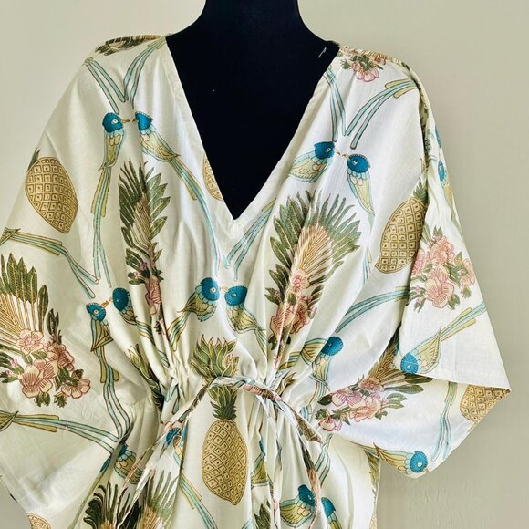 BRAND NEW Women Summer Cotton Kaftan Hippie Sleepwear Floral Print Long Maxi - Picture 3 of 5